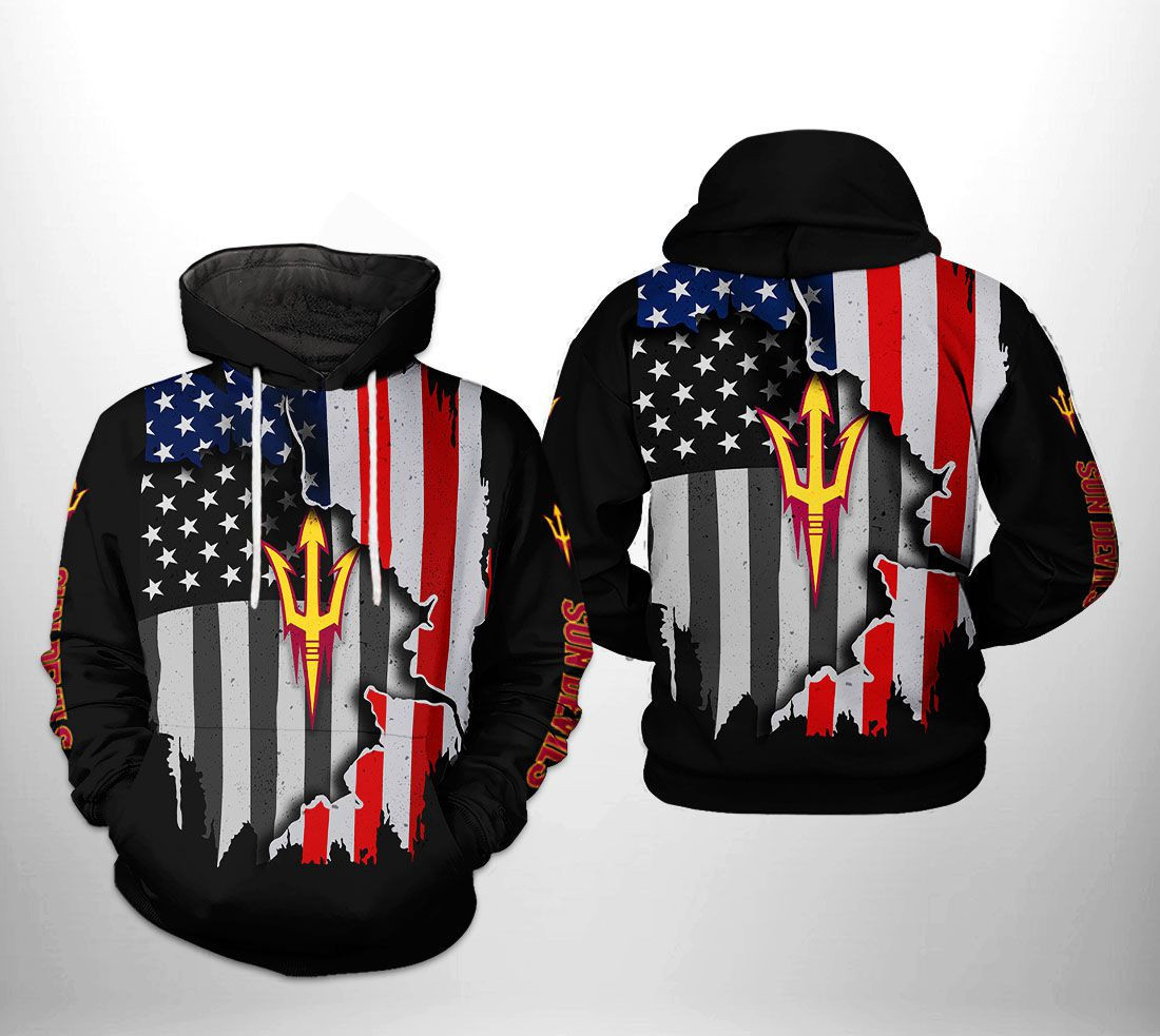 Arizona State Sun Devils NCAA US Flag Hoodie Zip Hoodie Version 2853