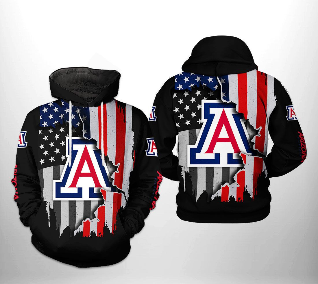 Arizona Wildcats NCAA US Flag Hoodie Zip Hoodie Version 2960