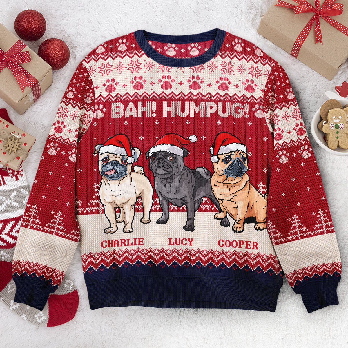 Bah Hum Pug Dog Lovers Ugly Sweater