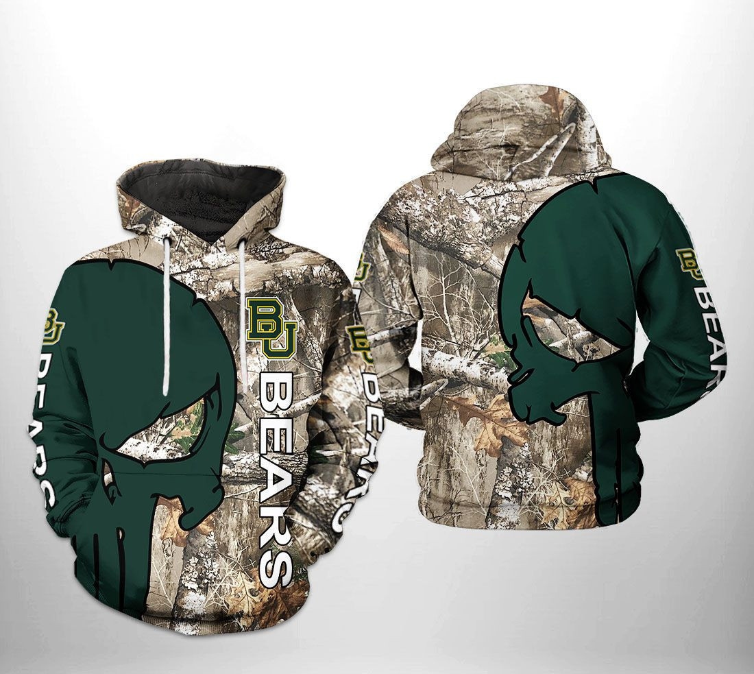 Baylor Bears NCAA Camo Veteran Hunting Hoodie Zip Hoodie