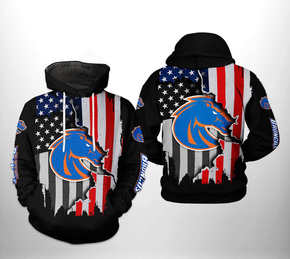Boise State Broncos NCAA US Flag Hoodie Zip Hoodie Version 1554
