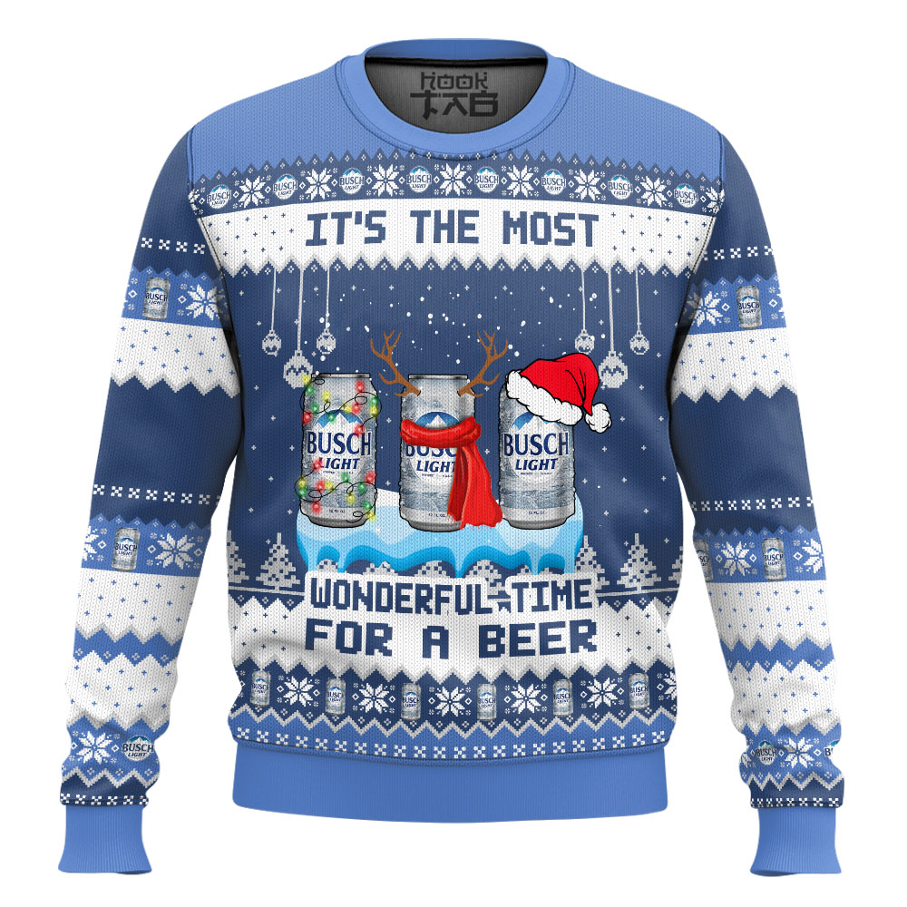 Busch Light Its The Most Wonderful Time For A Beer Ugly Sweater