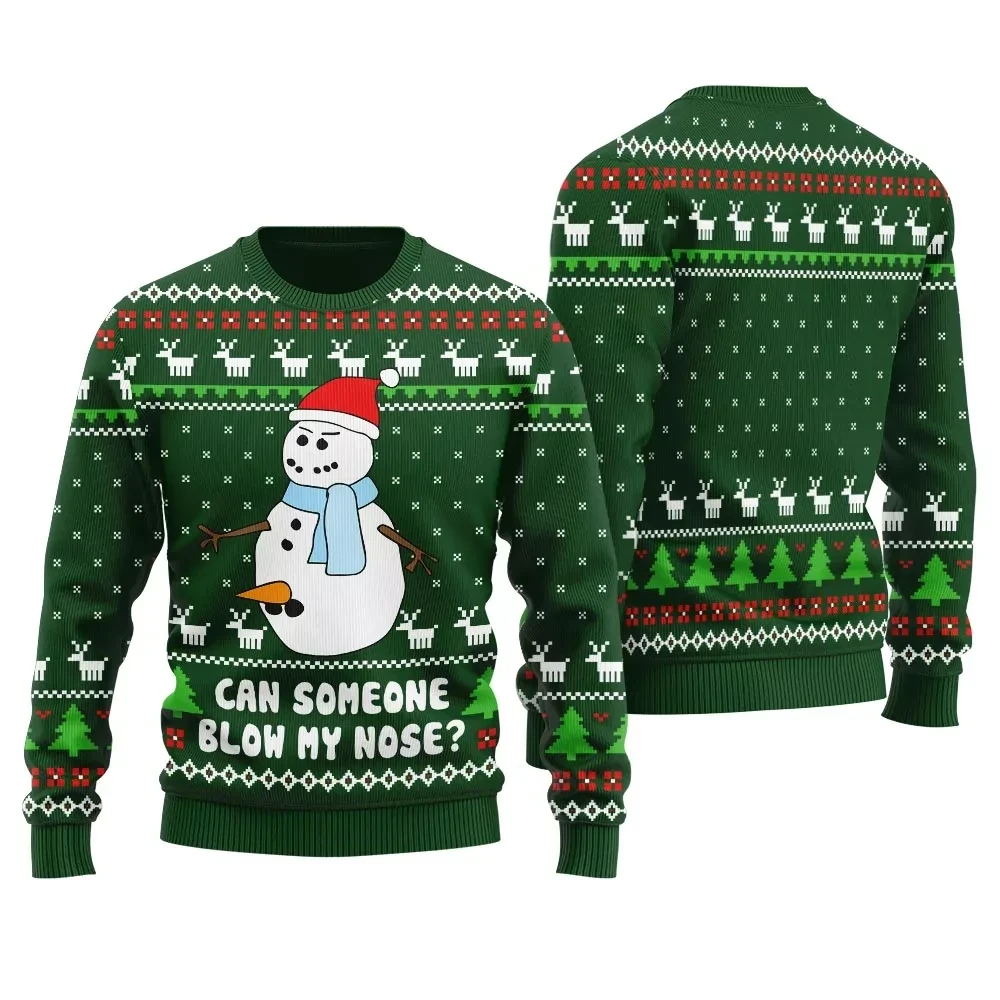 Can Someone Snowman Blow My Nose Ugly Christmas Sweater Green