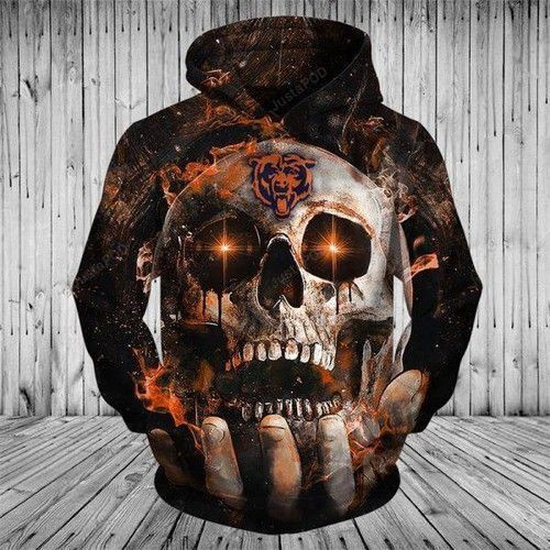 Chicago Bears Skull Hoodie Zip Hoodie