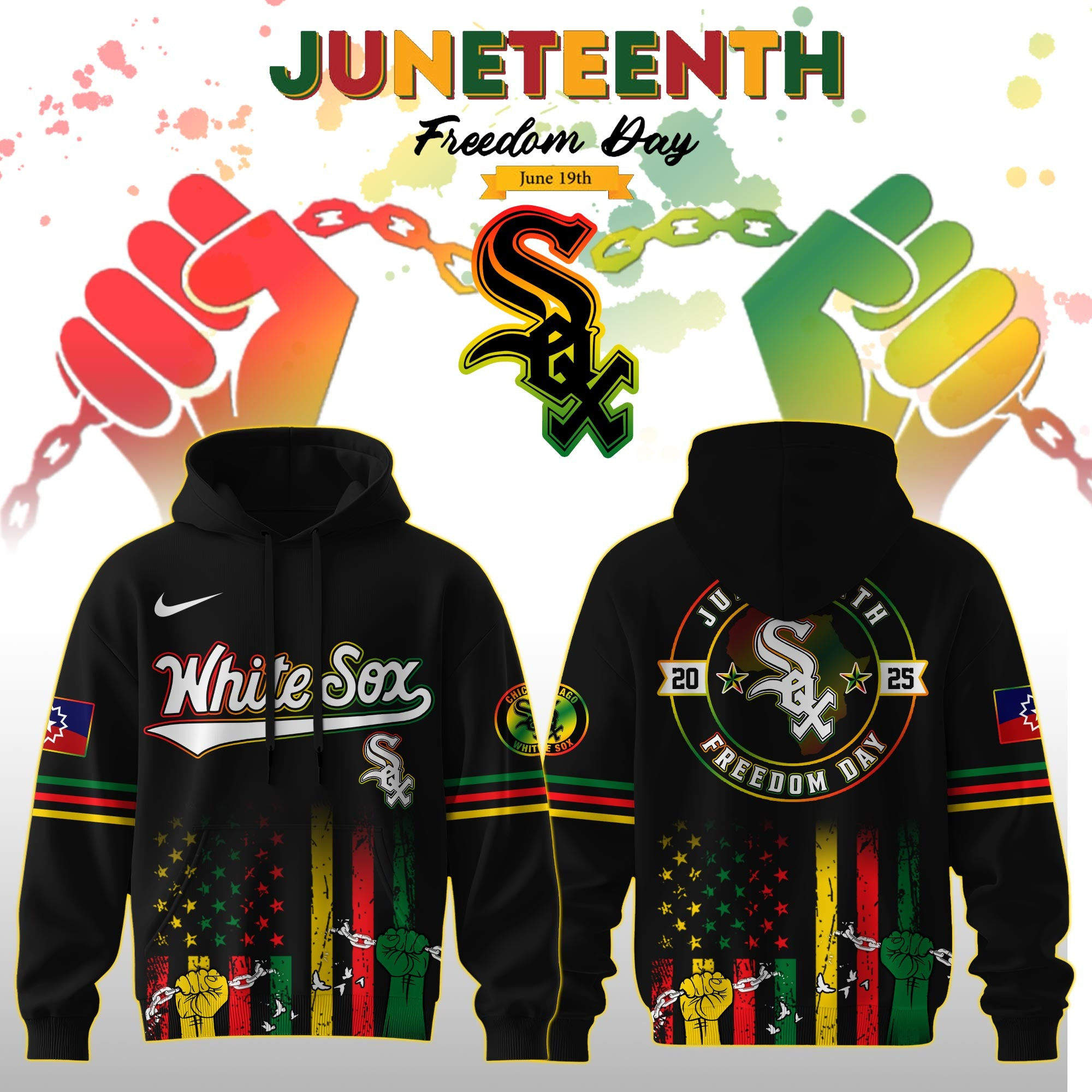 Chicago White Sox MLB X Juneteenth Day 2025 Hoodie Themed Baseball Fan Merch Gifts