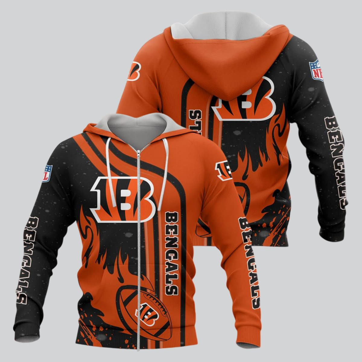 Cincinnati Bengals Football Zip Personalized 3D printed Sweatshirt Hoodie Zipped Hoodie
