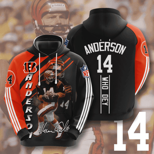 Cincinnati Bengals Ken Anderson Hoodie Zip Hoodie Version 1679