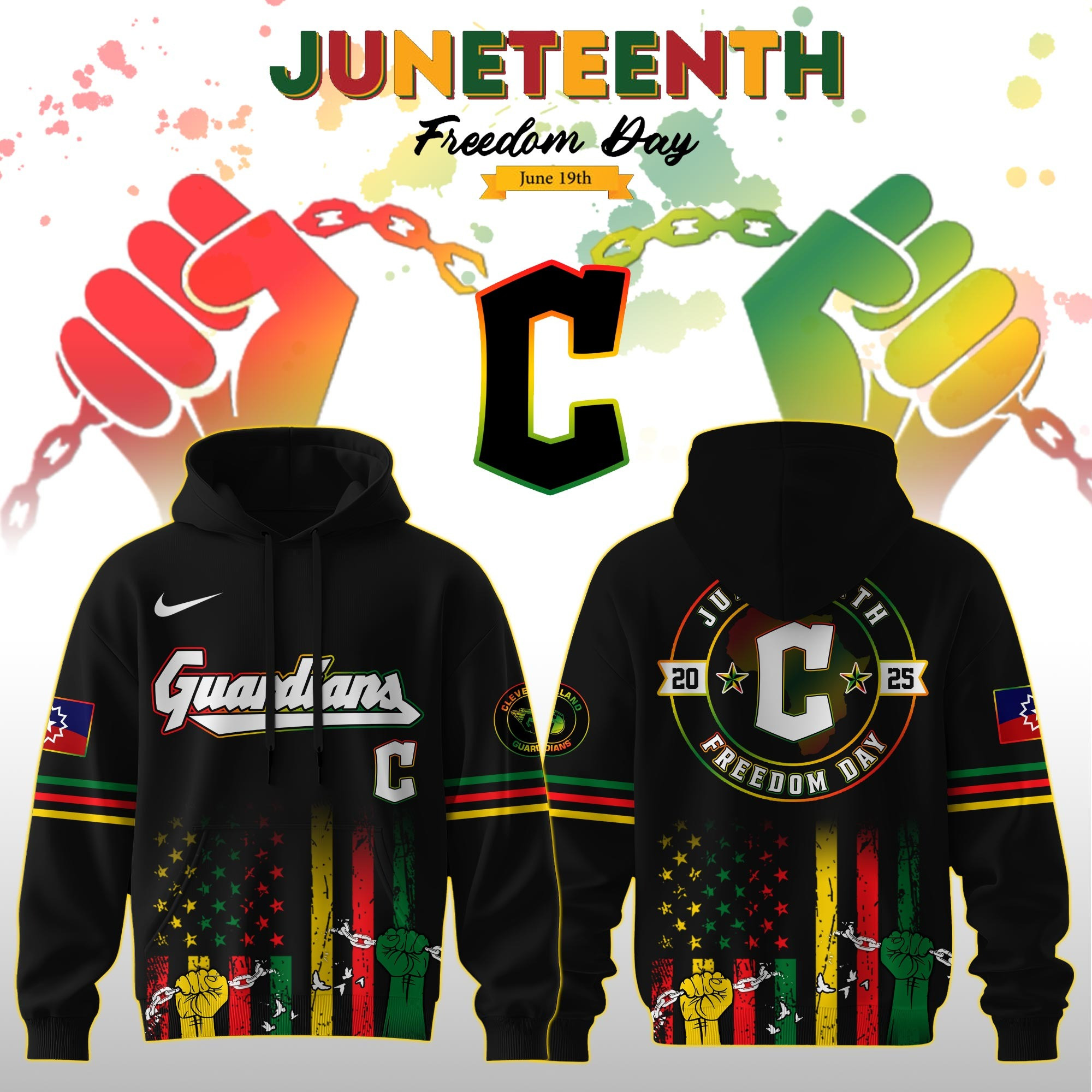 Cleveland Guardians MLB X Juneteenth Day 2025 Hoodie Themed Baseball Fan Merch Gift Ideas