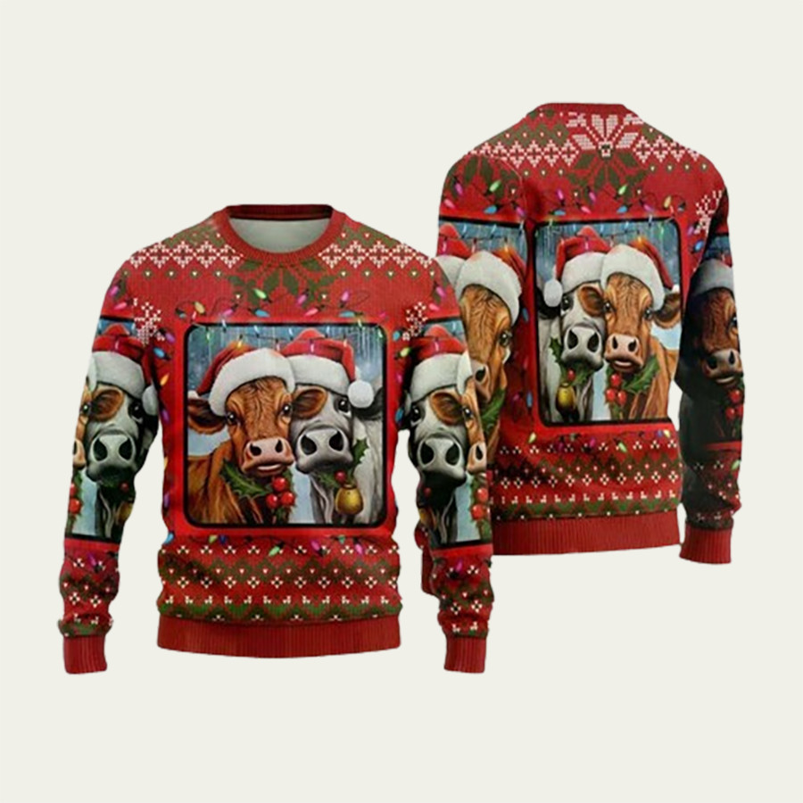 Cows Ho Ho Ho Ugly Christmas Sweater