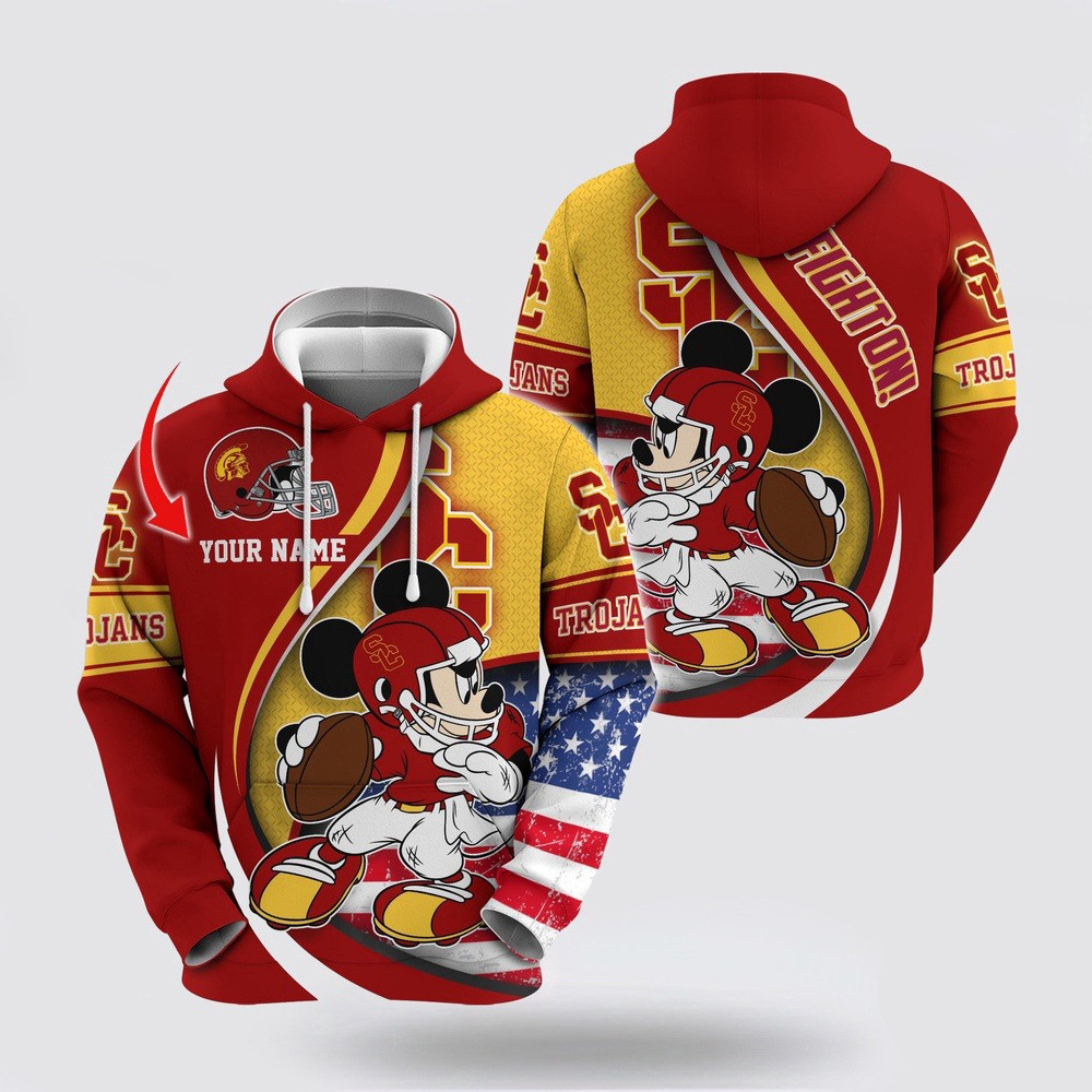 Custom NCAA USC Trojans Hoodie Mickey Mouse 100 Year Anniversary Hoodie Basketball Lover Gifts