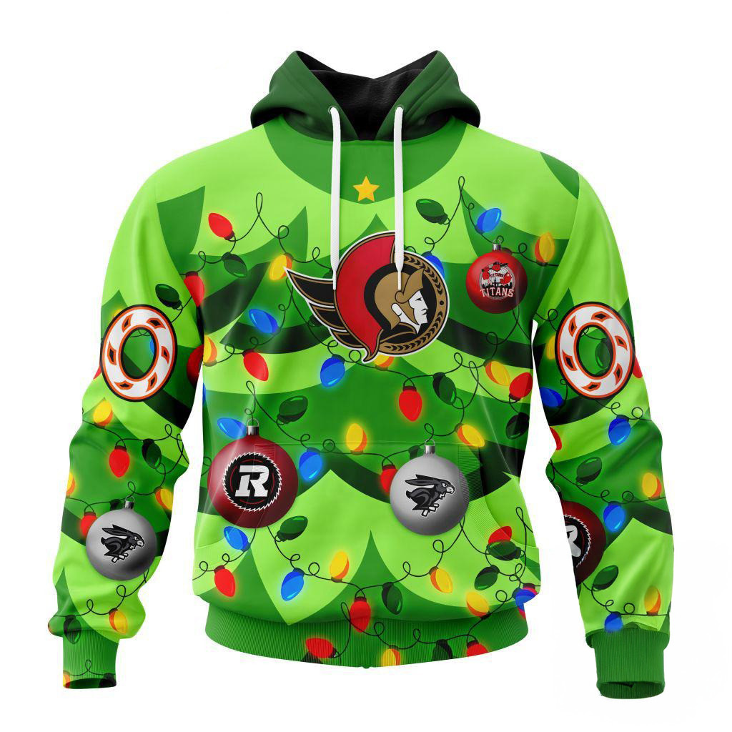 Custom NHL Ottawa Senators Specialized Christmas Tree Color And Citys Sports Teams Hoodie