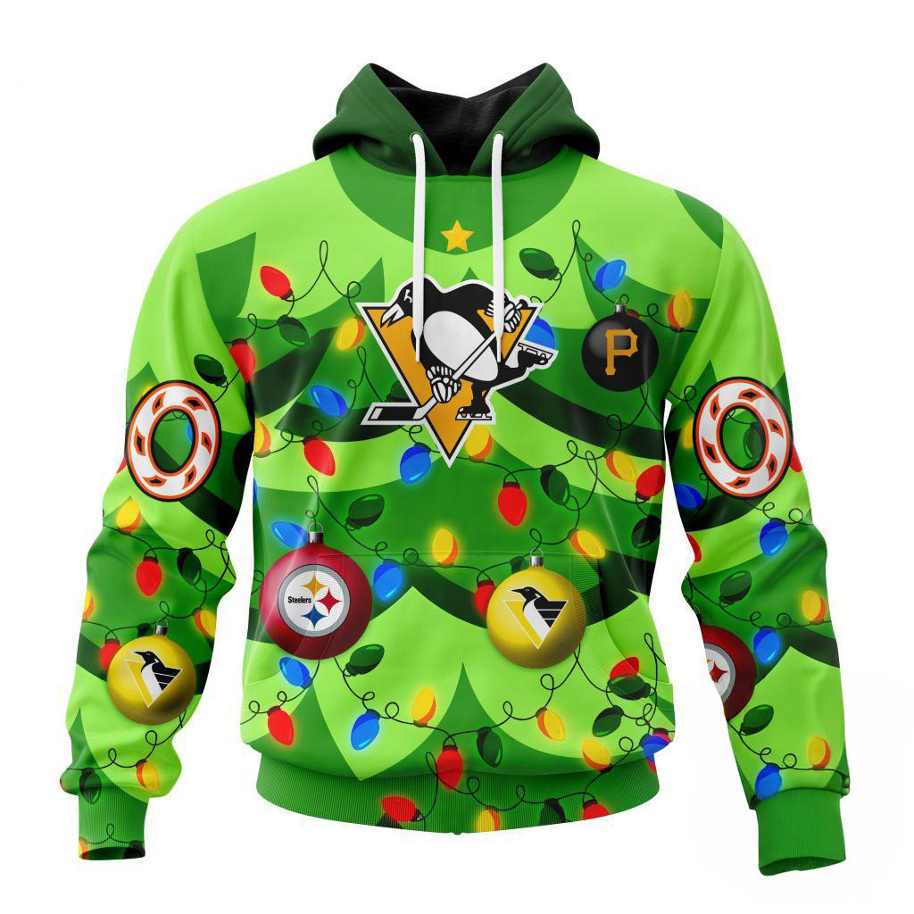 Custom NHL Pittsburgh Penguins Specialized Christmas Tree Color And Citys Sports Teams Hoodie
