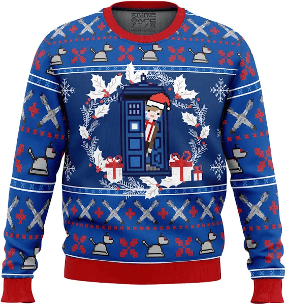 Cute Xmas Ugly Sweater Doctor Who Tardis Ugly Christmas Sweater