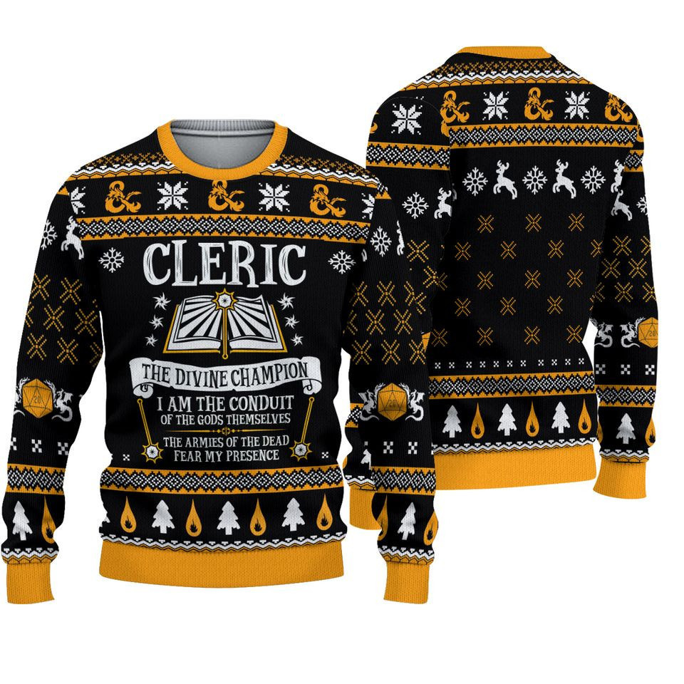 D&D Classes Cleric Ugly Christmas Sweater
