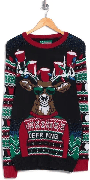 Deer Pong Interactive Ugly Christmas Sweater