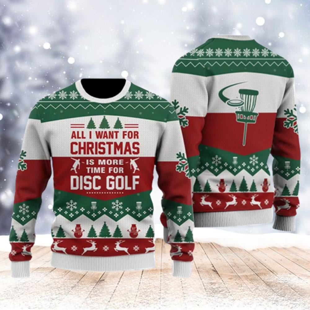 Disc Golf Ugly Christmas Sweater, Disc Golf All I Want For Christmas