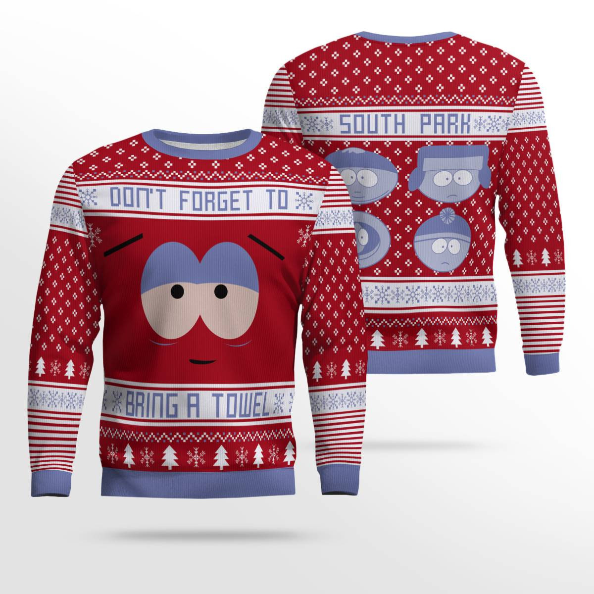Dont Forget To Bring a Towel Ugly Christmas Sweater Red