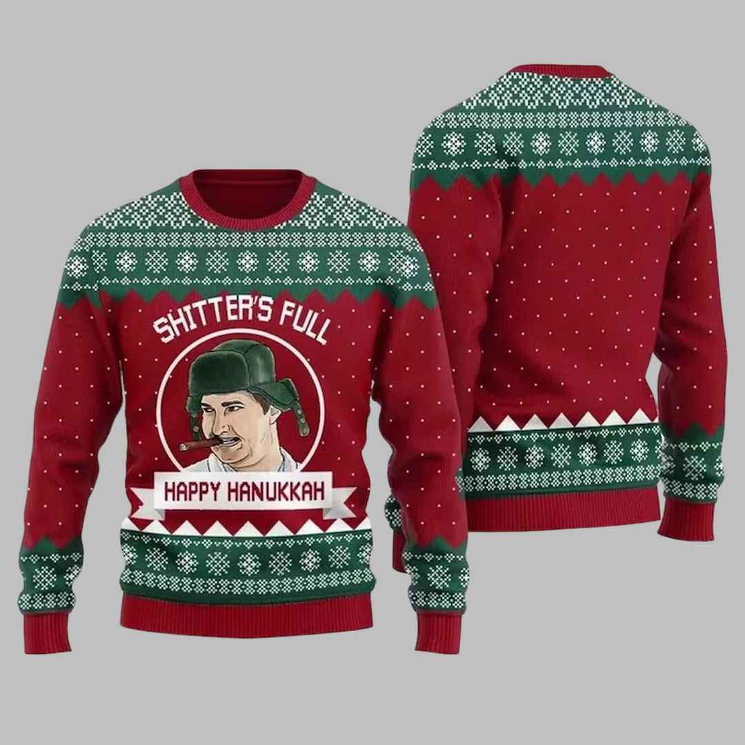 Eddie Griswold Shitters Full Happy Hanukkah Ugly Christmas Sweater
