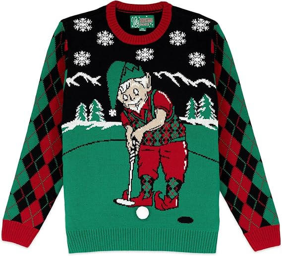 Elf Golfing Ugly Christmas Sweater