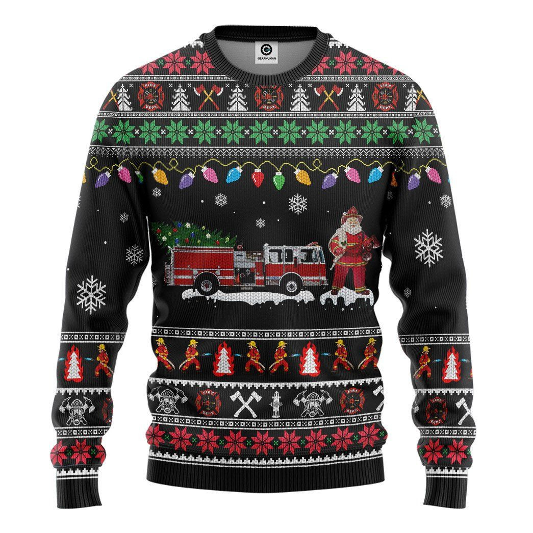 Firefighter Santa Ugly Sweater