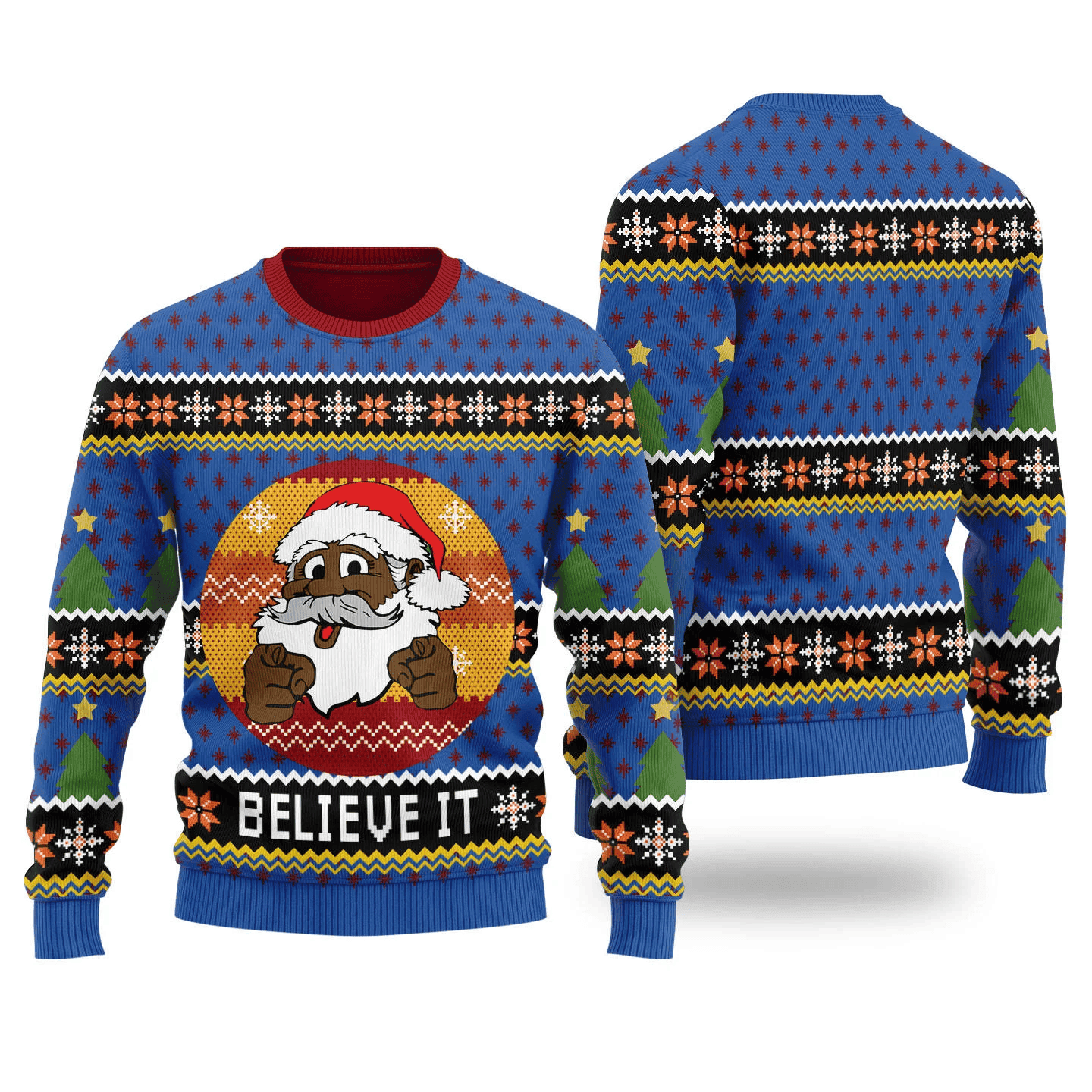 Funny African American Santa Ugly Christmas Sweater