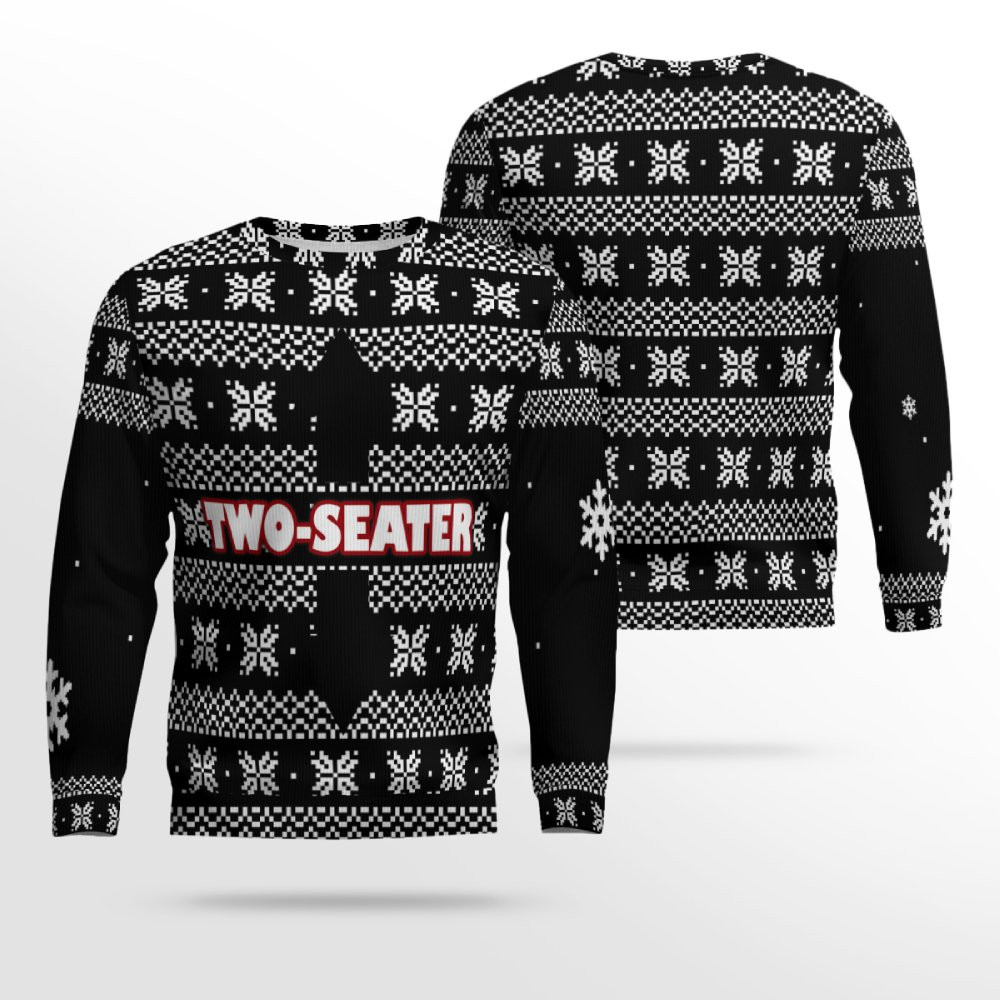 Funny Two-Seater Ugly Christmas Sweater Black