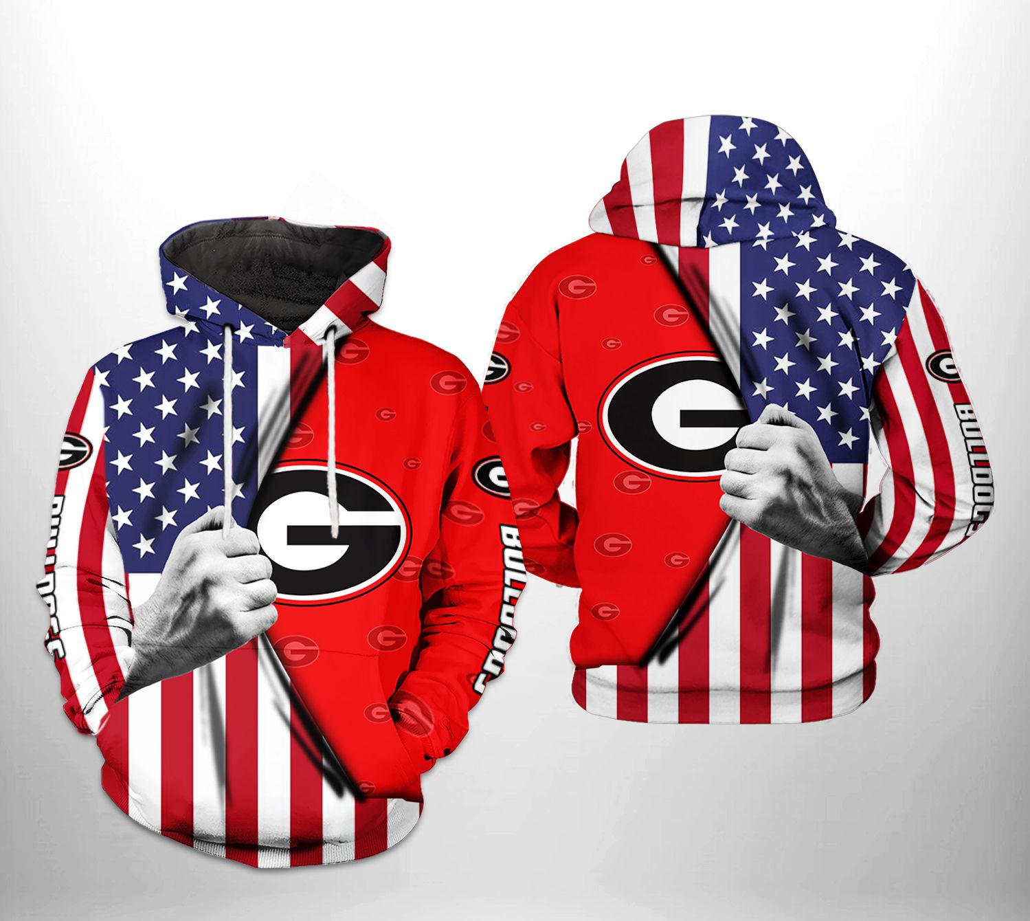 Georgia Bulldogs NCAA US FLag Hoodie Zip Hoodie Version 2425