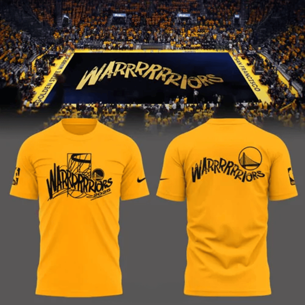 Golden State Warriors NBA Play Off 2025 Gold T-Shirt Golden State Warriors Merch Fans Gifts