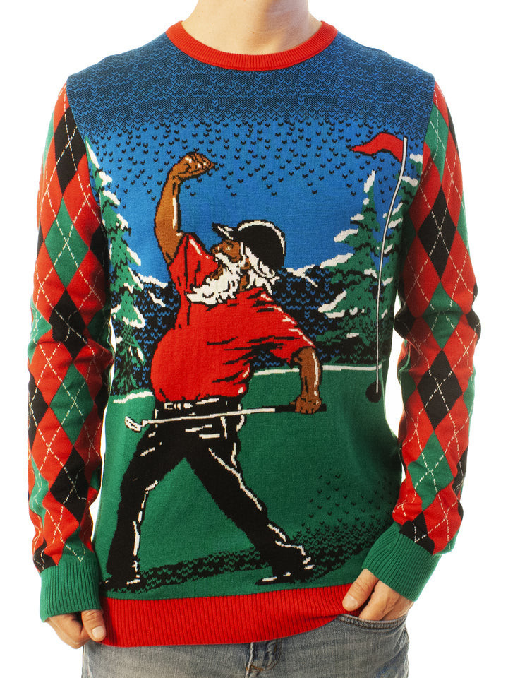 Golfing Santa Santa Ugly Christmas Sweater 2023