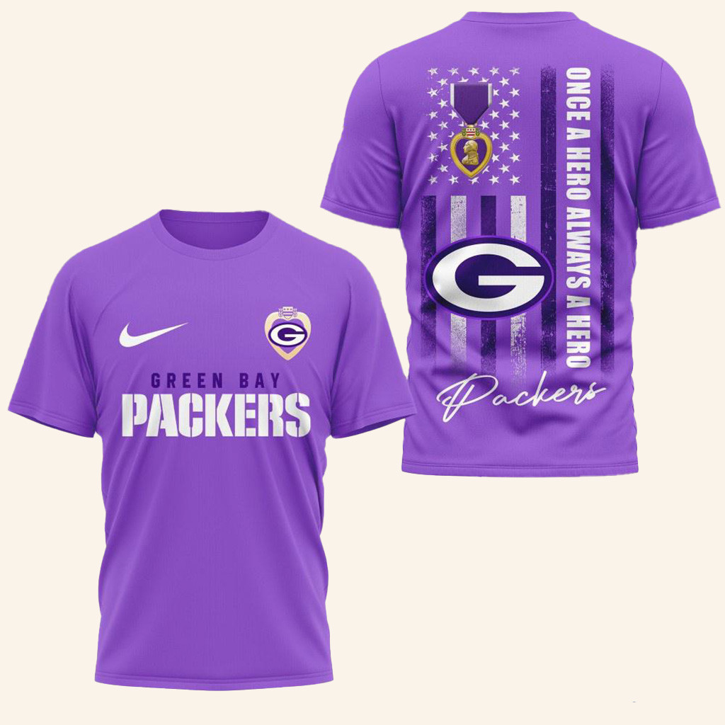 Green Bay Packers National Purple Heart Day Shirt Green Bay Packers Merch Dad Gifts