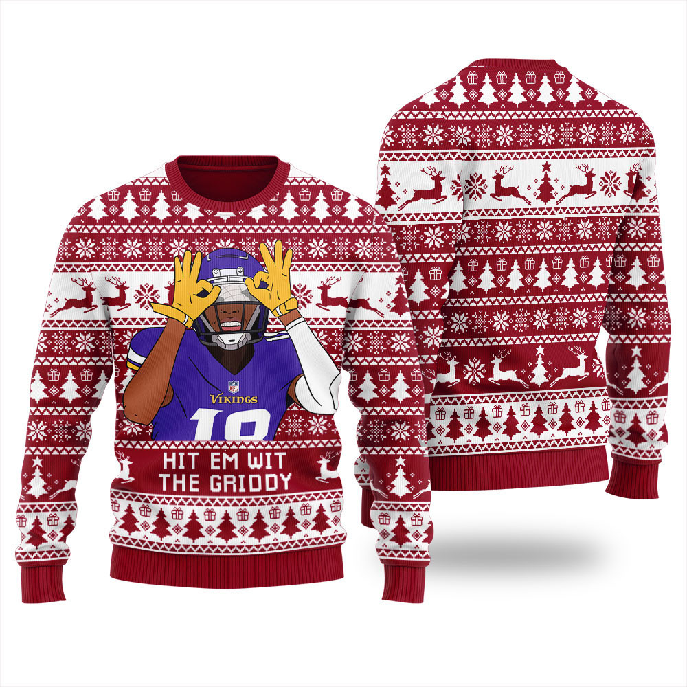 Hit Them With The Griddy Ugly Christmas Sweater Red