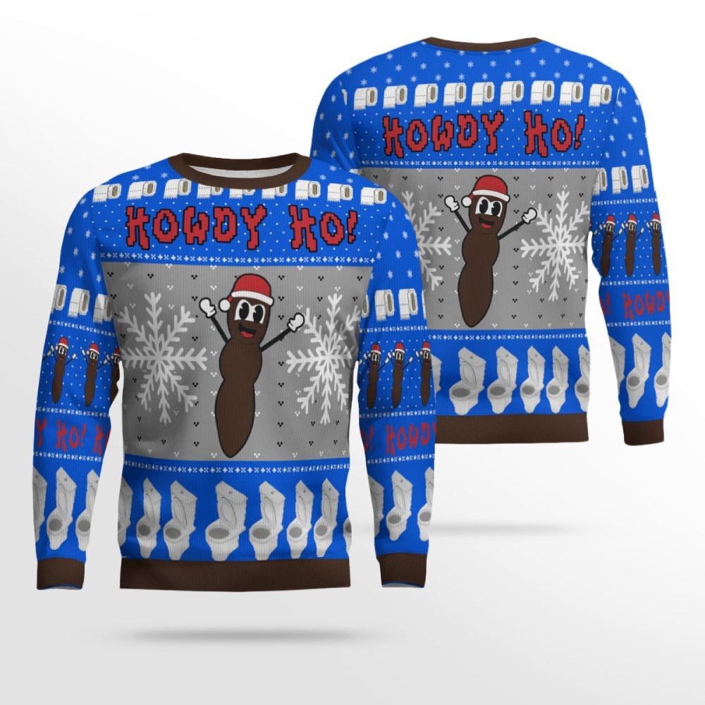 Howdy Ho Ugly Christmas Sweater Blue