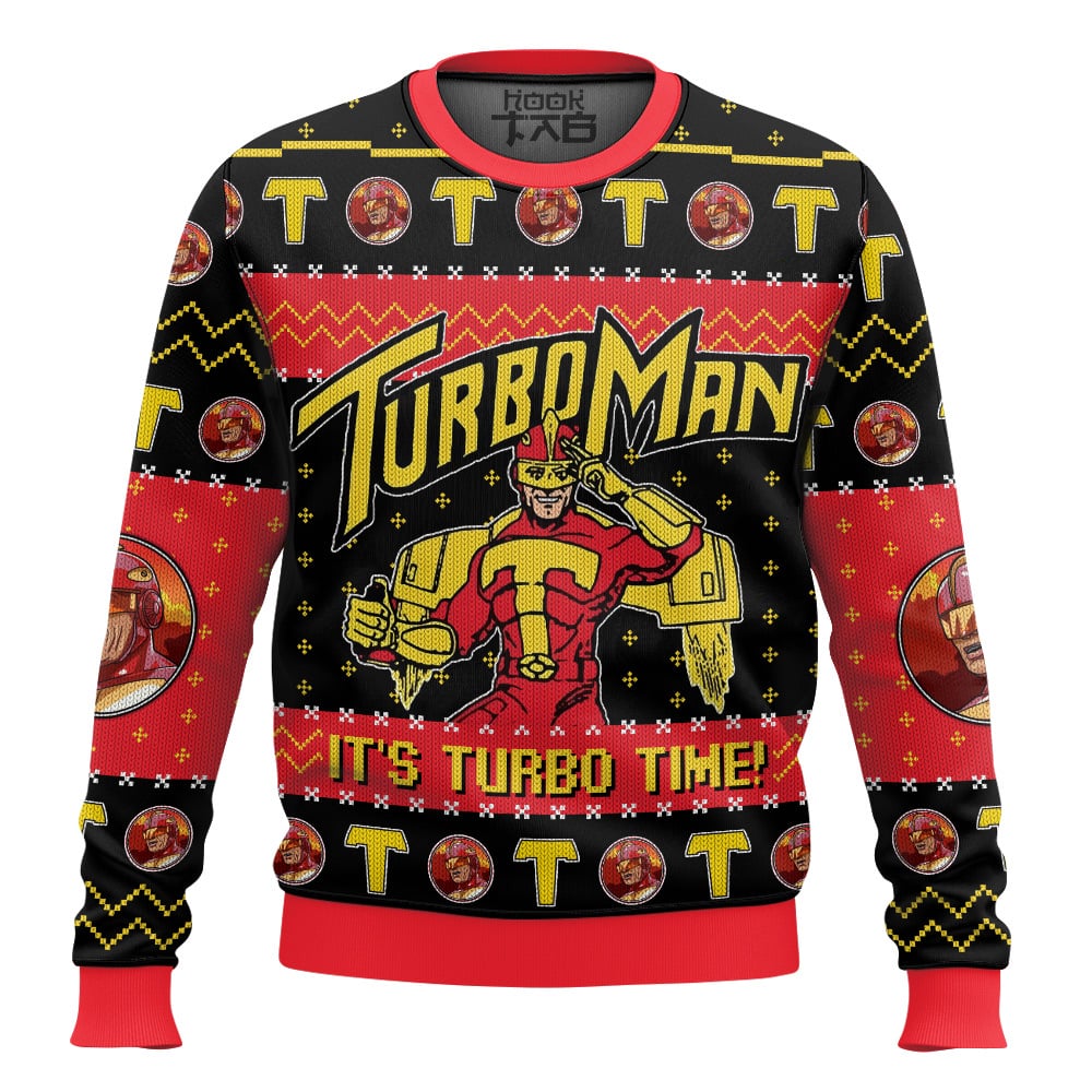 Its Turbo Time! Turbo Man Jingle All the Way Ugly Sweater
