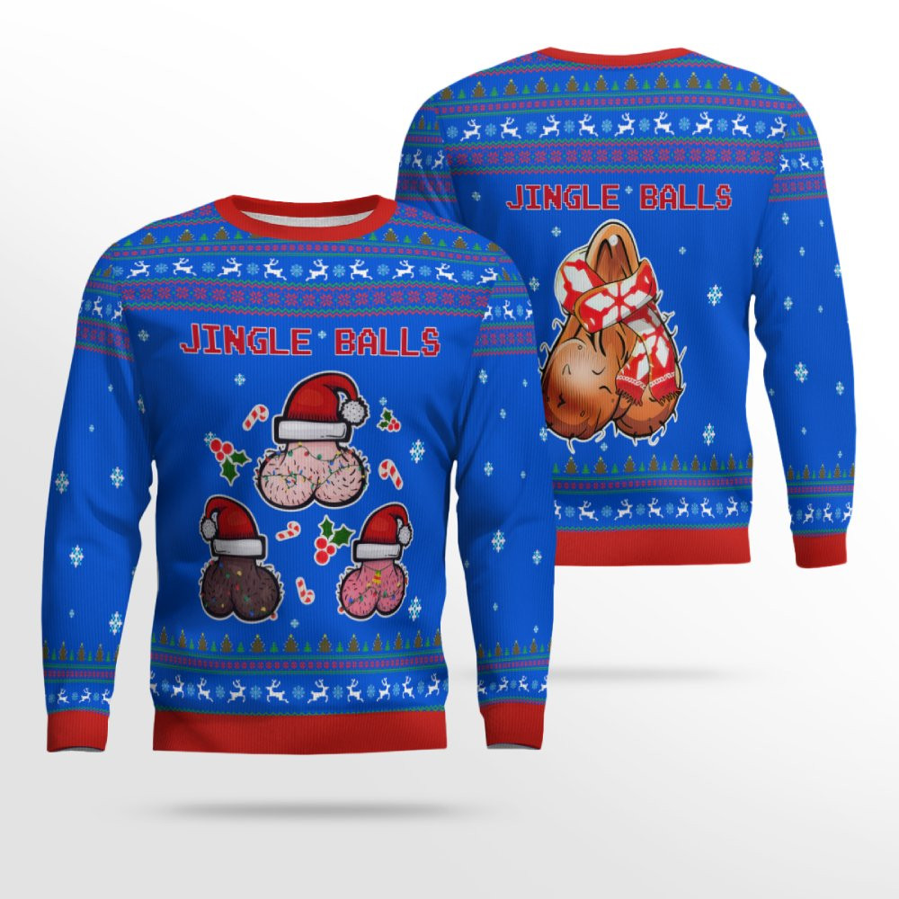 Jingle Balls Funny Ugly Christmas Sweater Blue