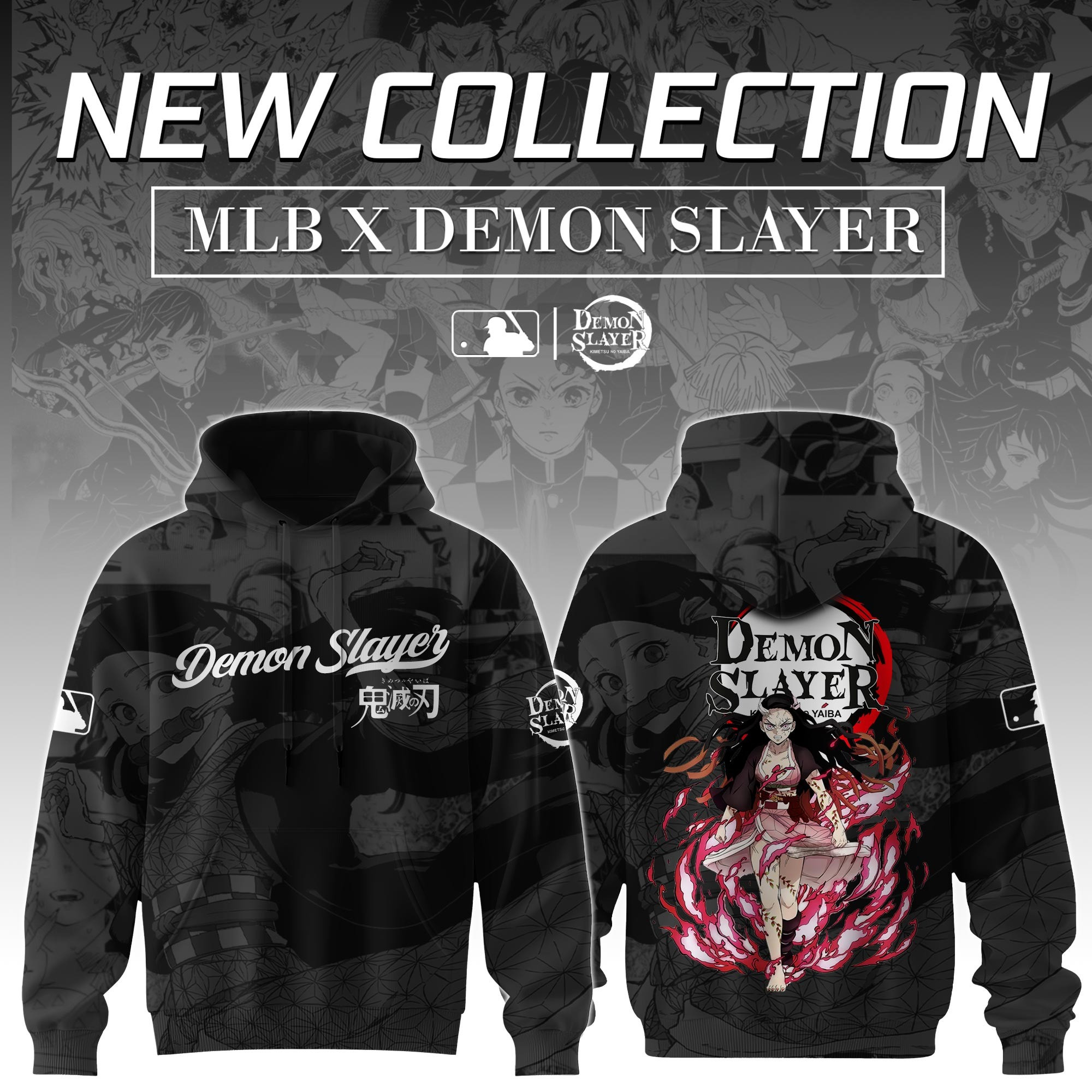 Kamado Nezuko Demon Slayer x MLB Baseball Hoodie Editions Best Gift For Anime Lovers