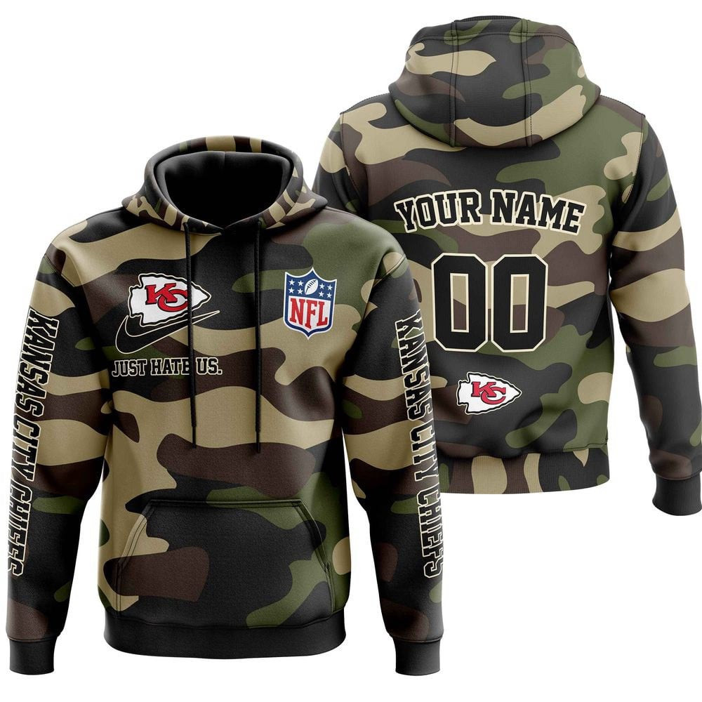 Kansas City Chiefs Army Camo V1 NFL Football Team Hoodie