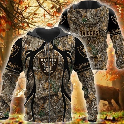 Las Vegas Raiders Hunting Camo Football 3D printed Sweatshirt Hoodie Zipped Hoodie