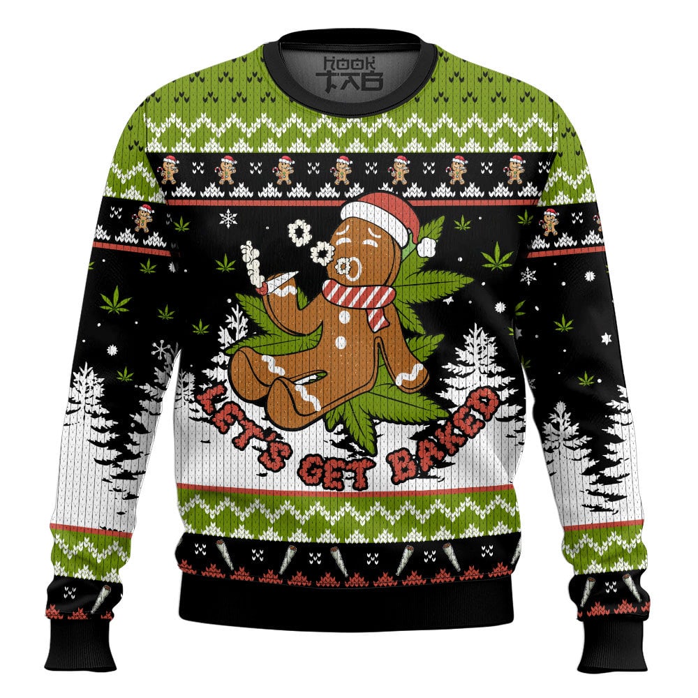 Lets Get Baked 420 Marijuana Christmas Ugly Sweater