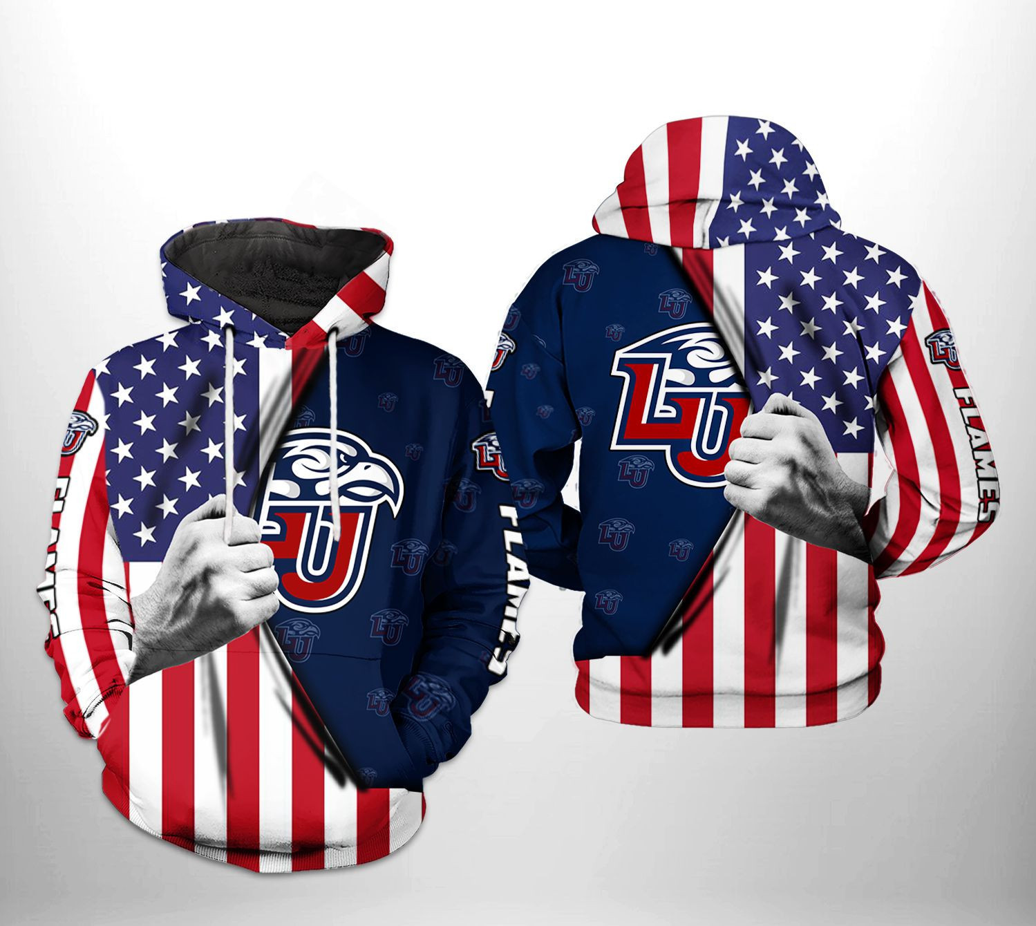 Liberty Flames NCAA US Flag Hoodie Zip Hoodie Version 615