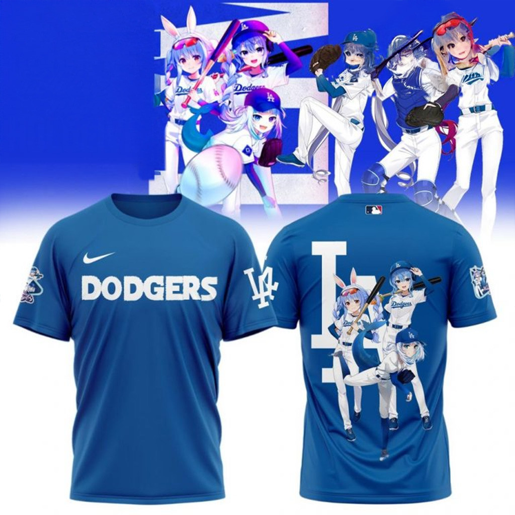 Los Angeles Dodgers MLB x Hololive Night 2025 Blue Shirt MLB Merch Gifts For Fans