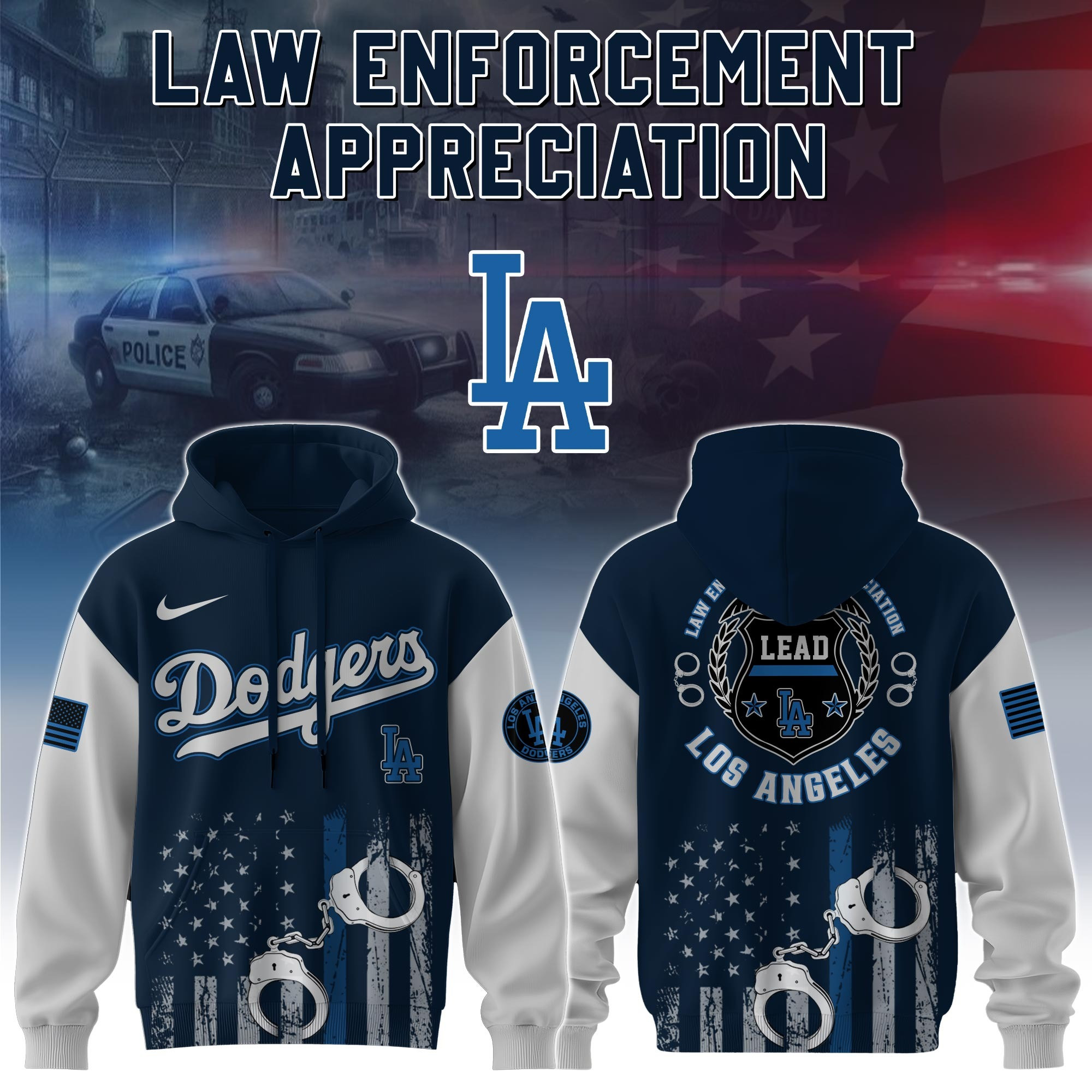 Los Angeles Dodgers MLB x Law Enforcement Appreciation Day Hoodie Presents For Baseball Fans