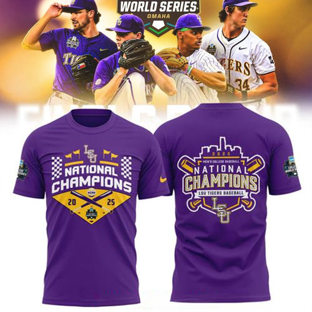 LSU Tigers 2025 NCAA Baseball National Champions Purple T-Shirt LSU Tigers Merch Him Gifts