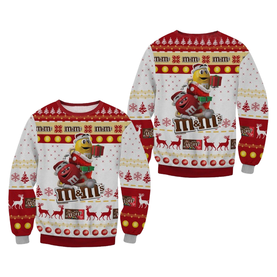 M Andms Chocolate Reindeer And Snowflake Ugly Christmas Sweater