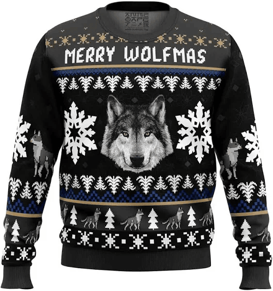 Merry Wolfmas Wolf Ugly Christmas Sweater