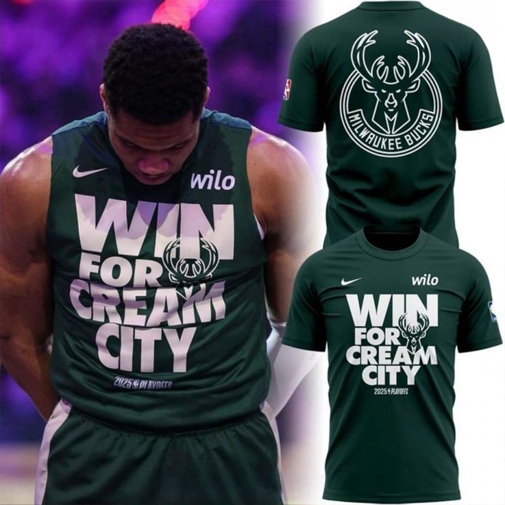 Milwaukee Bucks Win For Cream City 2025 NBA Playoffs T-Shirt Milwaukee Bucks Merch Dad Gifts