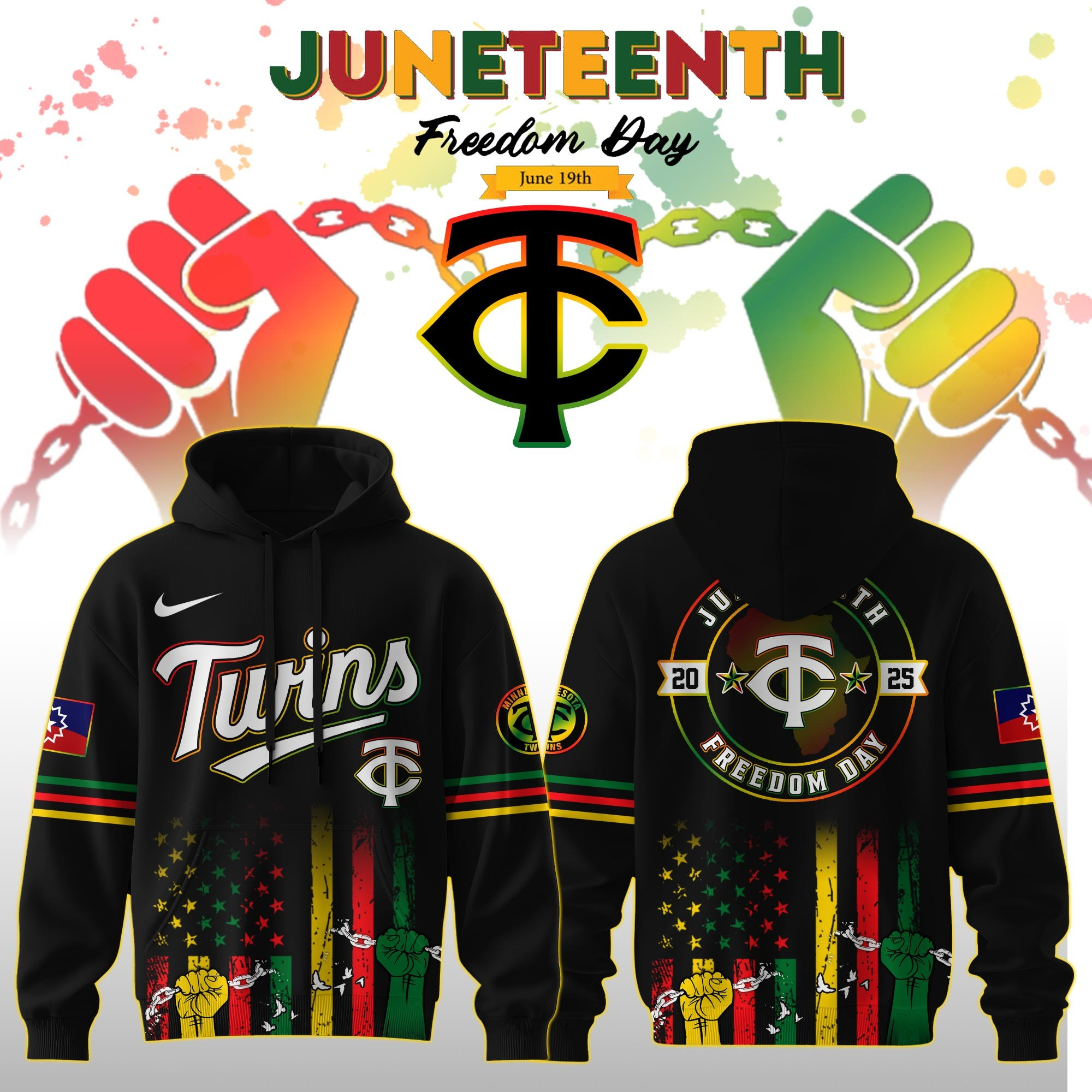 Minnesota Twins MLB X Juneteenth Day 2025 Hoodie Themed Baseball Fan Merch Great Gifts