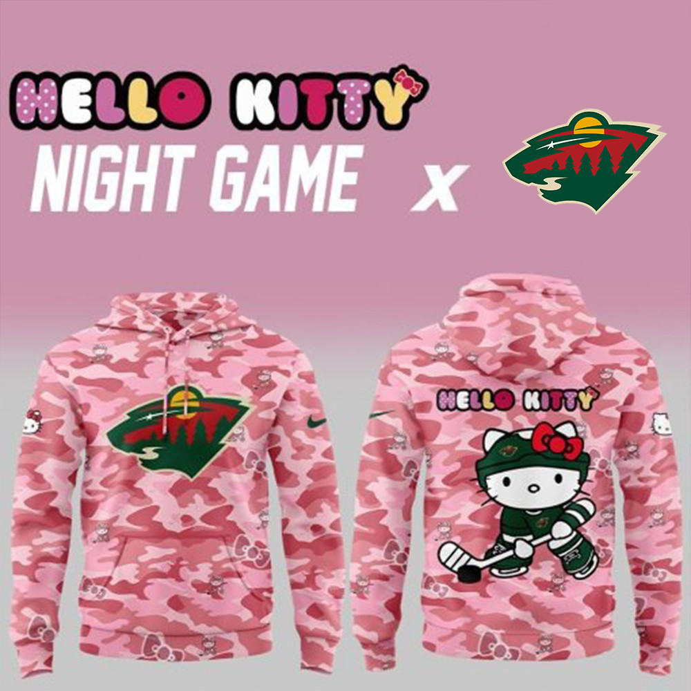 Minnesota Wild Hello x Hello Kitty Pink Camouflage Hoodie Gifts For Fans
