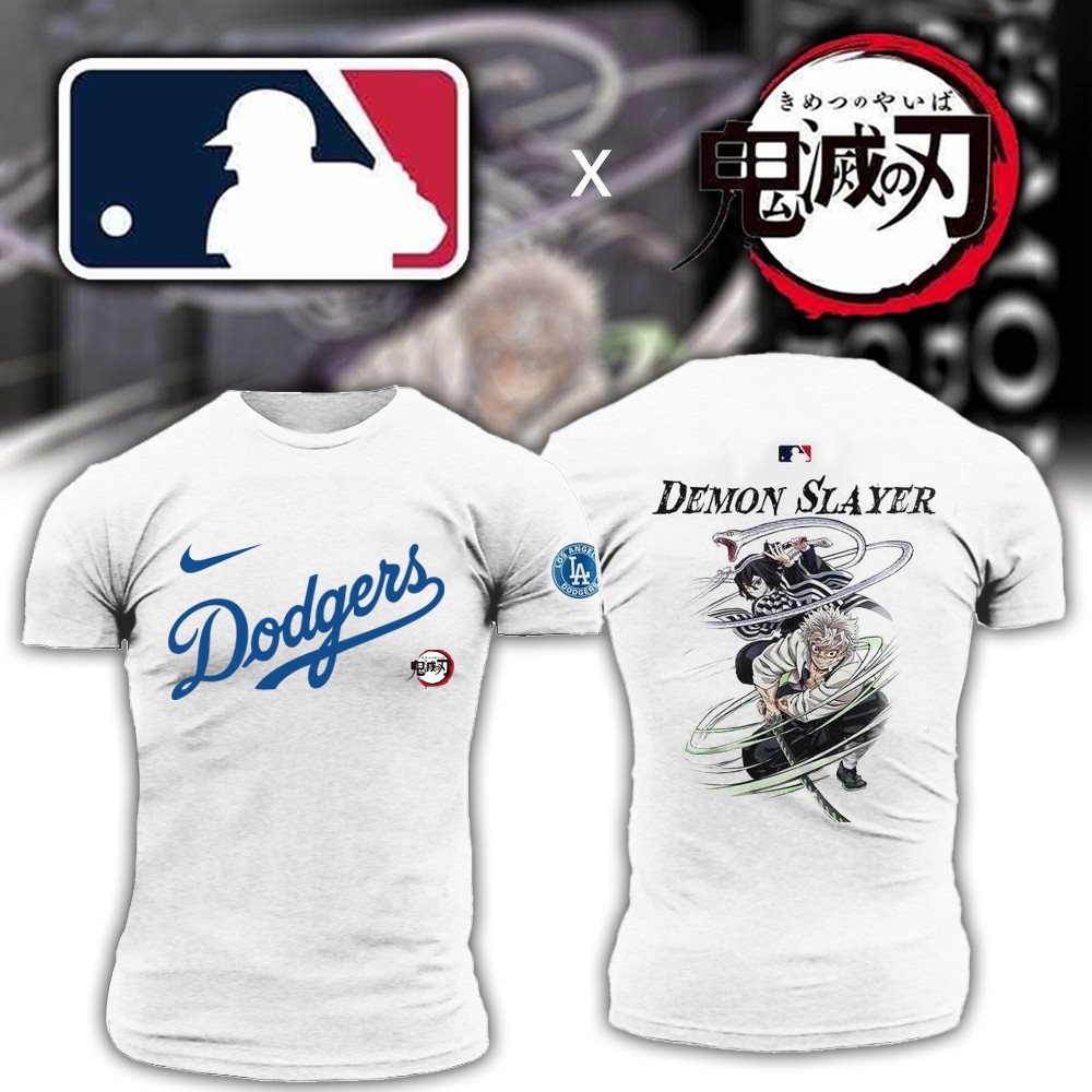 MLB x Demon Slayer Merch Los Angeles Dodgers x Demon Slayer T-Shirt Basketball Lovers Fan Gifts