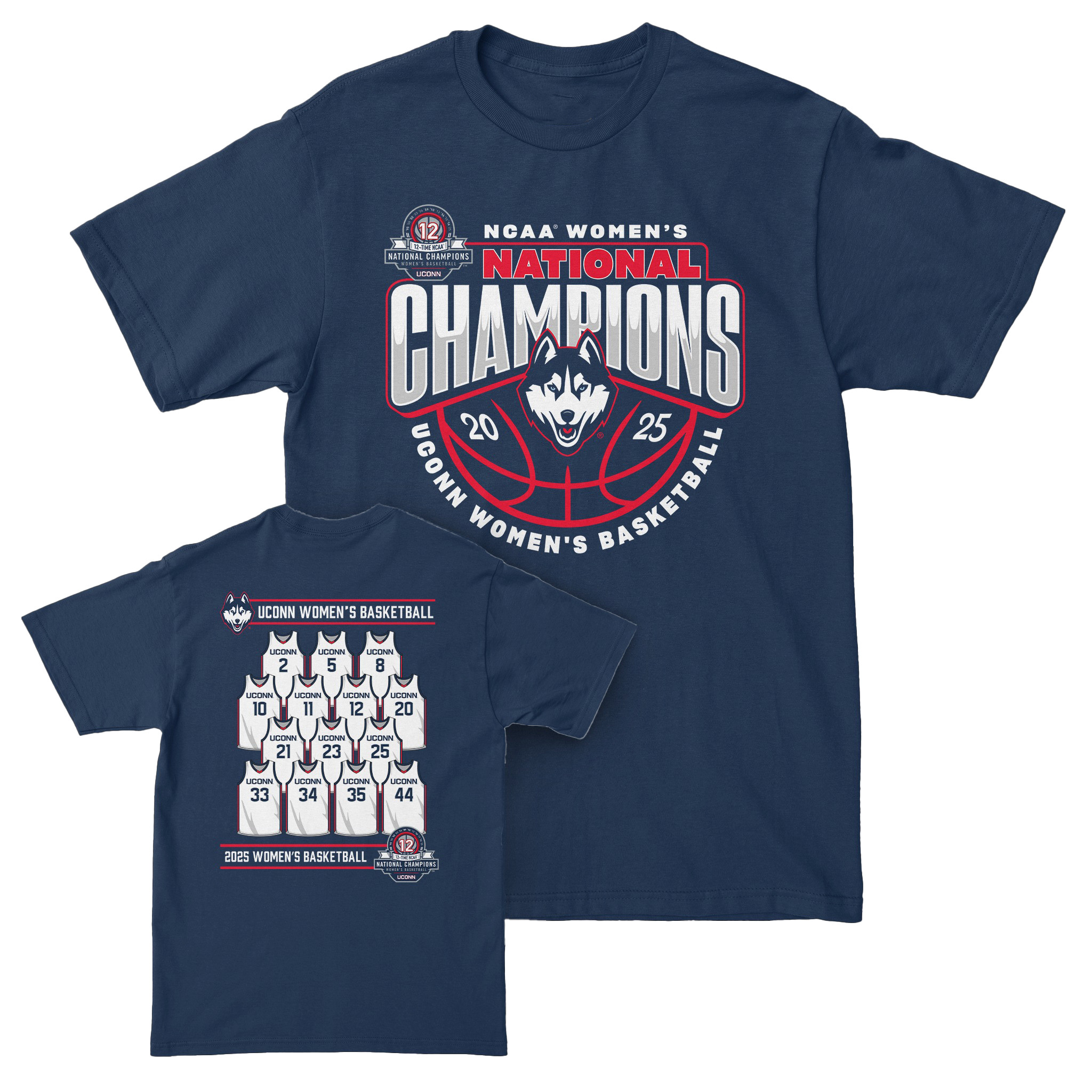 Navy UConn Huskies 2025 NCAA Womens Basketball National Champions Shirt Gifts For Her