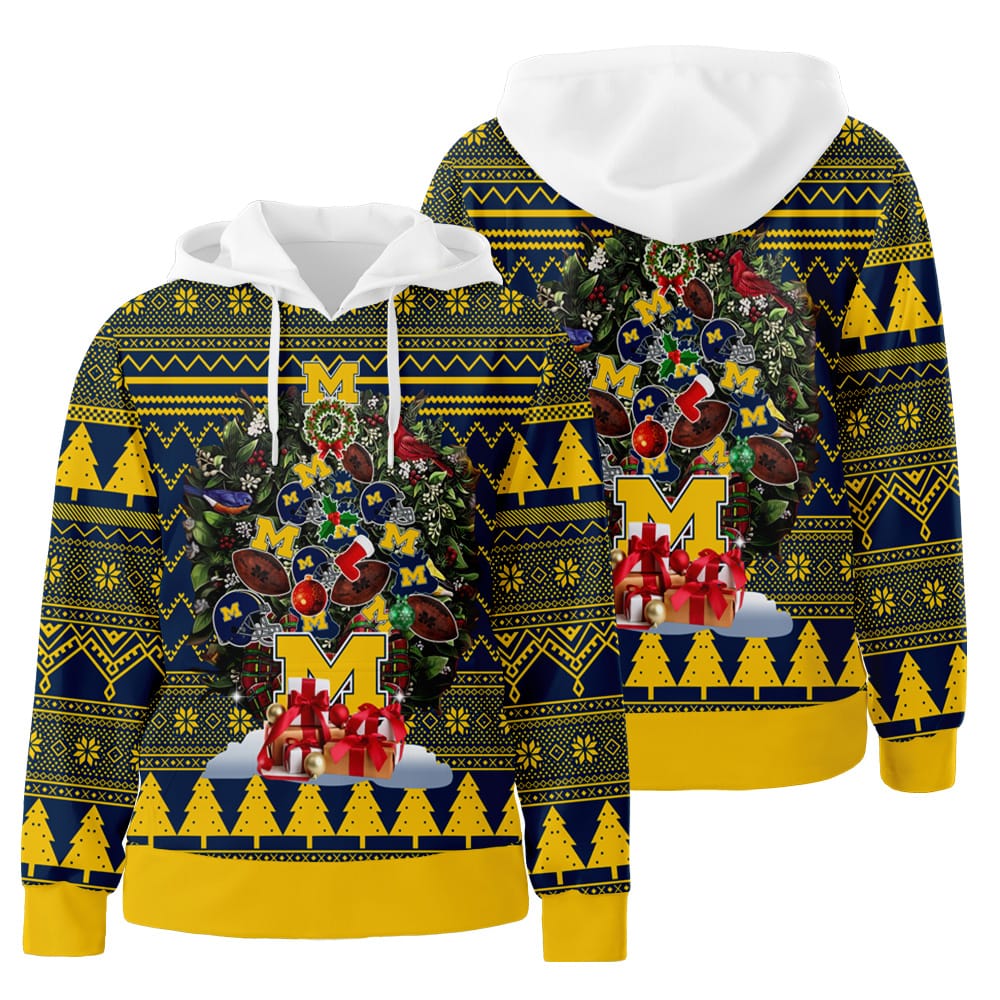 Ncaa Michigan Wolverines Tree Christmas 3D All Over Print Hoodie Zip-Up Hoodie